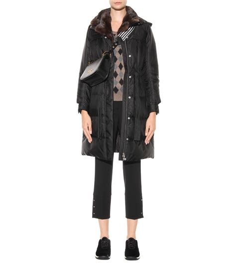 prada glencheck coat with leopard print fur collar|Prada Livermore.